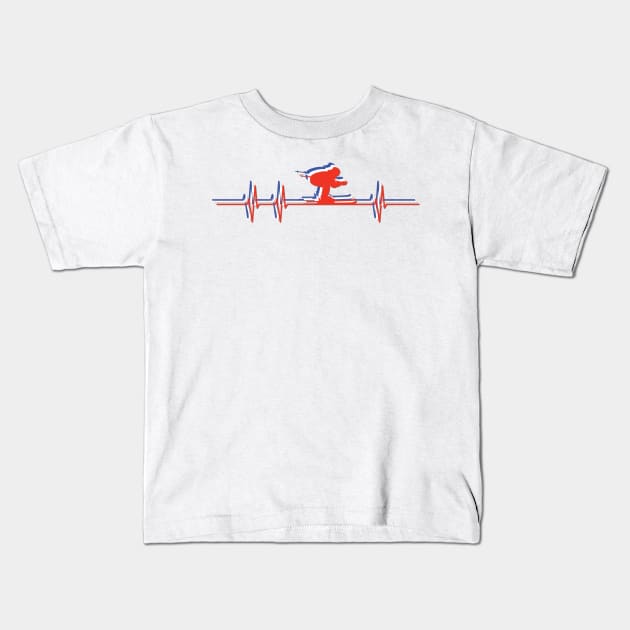 Heartbeat Skier Kids T-Shirt by DPattonPD